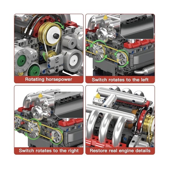 New Mould King Mini V8 Engine Kits That Moves Building Blocks 609 Pcs 14+ STEM - Picture 13 of 16